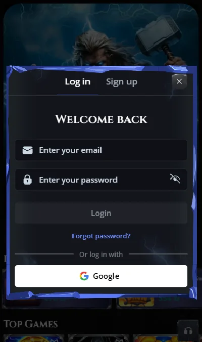 ThorFortune Casino Login-Bildschirm